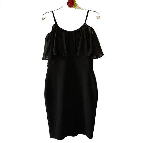 AS U WISH Off Shoulder Ruffled Black Dress - Picture 3 of 10